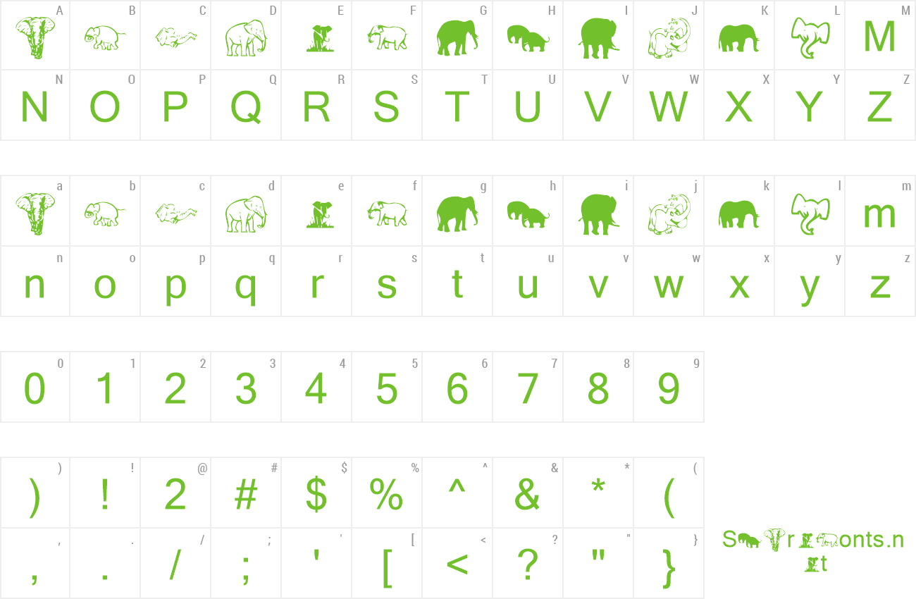 Font KR Rachel's Elephants preview